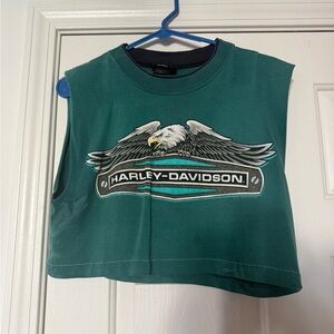 Harley-Davidson Teal Crop Top with Eagle Graphic